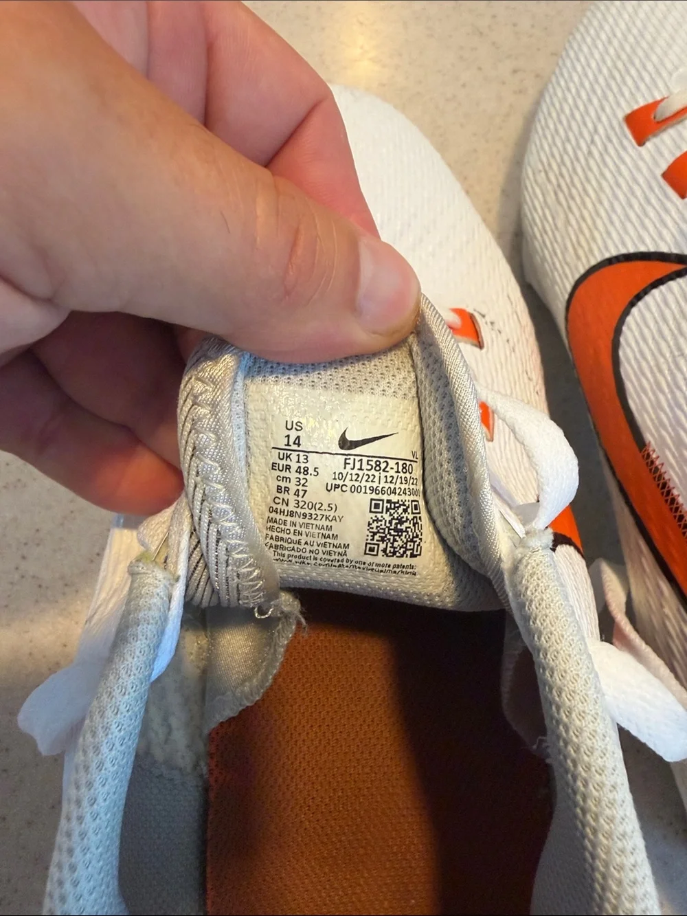 Nike Vapor Edge Speed White Football Cleats with Orange Swoosh